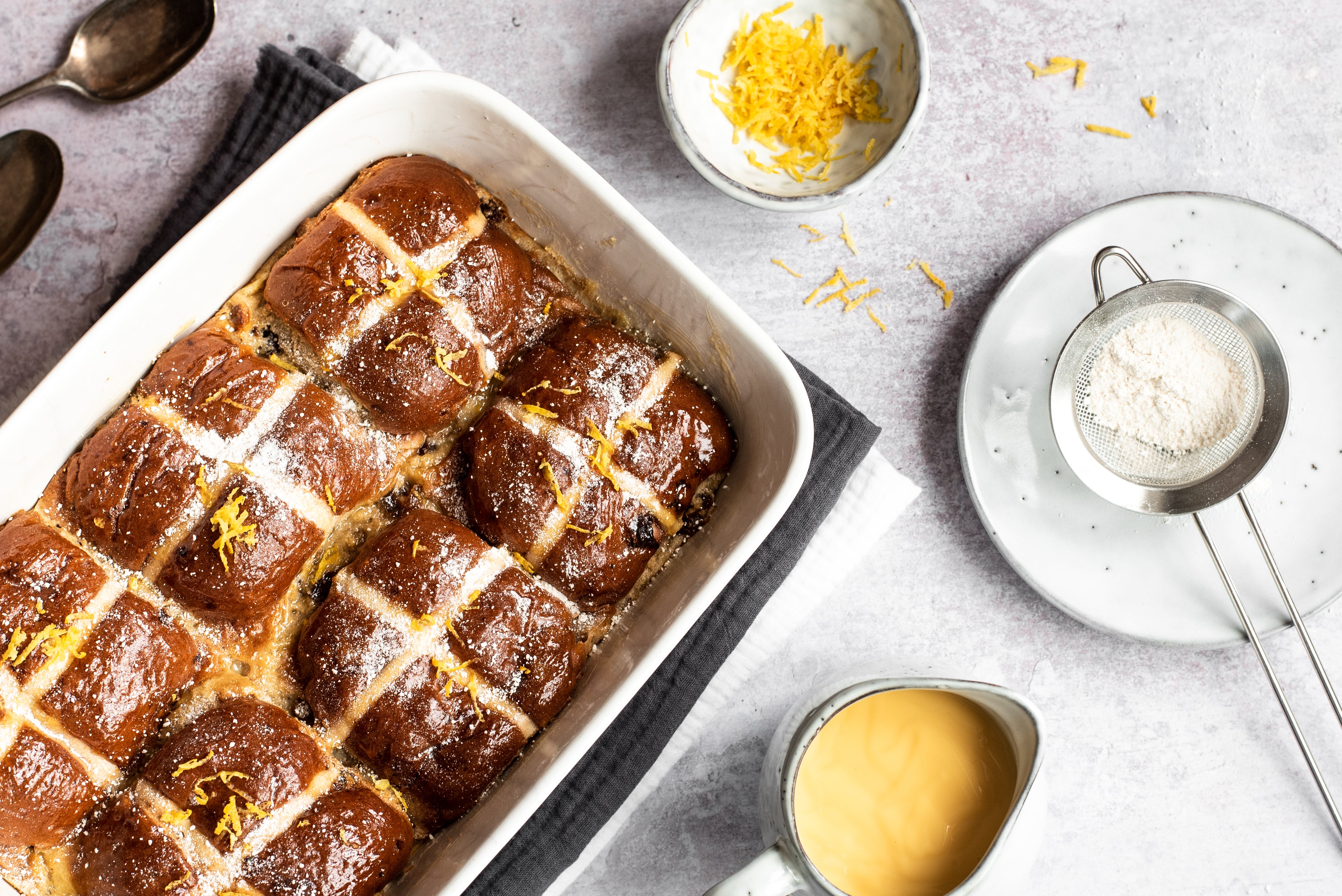 Hot Cross Bun Bread & Butter Pudding Baking Mad